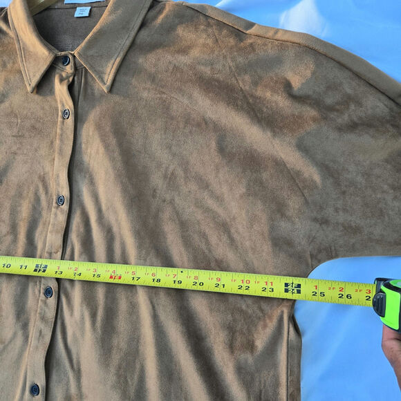 Coldwater Creek Womens Western Lagom Oversized Faux Suede Button Down Shirt PXL - Picture 10 of 11